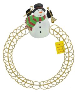 Christmas Concepts® 44cm Gold Snowman With Bell Flat Christmas Card Holder - Holds 37 Cards