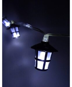 Alternative view of 10 White Battery Operated LED Lights with Shades On 2.3M Cable - Christmas Lights - Party Lights (Traditional Lanterns)