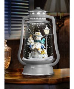 Christmas Concepts® Snowing Barn Lantern With Lights And Sounds - Silver With Snowman Design - Christmas Lights - Christmas Decorations