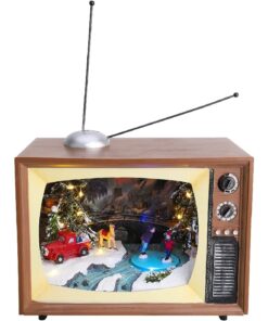 Christmas Concepts® LED Light Up & Musical Battery Operated Christmas Scene Inside Retro Television - 24cm / 9.5"