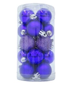 Pack of 20 - 30mm Baubles - Shiny Matte & Glitter Mini Baubles - Christmas Tree Baubles (Purple)
