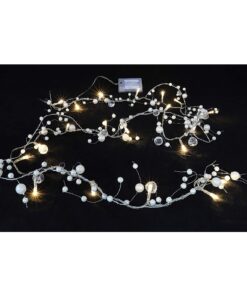 Christmas Concepts® Beaded Light Garland - 2 Metre Length - 20 Warm White LED Lights - Home or Christmas Lights
