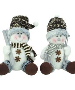 Alternative view of Christmas Concepts® Pack of 2-22cm (9") Sitting Snowman Plush Christmas Decorations - Winter Wonderland Christmas Decorations