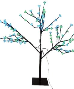 80cm LED Light Up Cherry Blossom Tree - Indoor/Outdoor Decoration - Luxury Tree Decorations (Lime Green & Blue)
