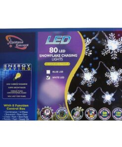 Christmas Concepts® 7.9m White Snowflake Lights With 80 LED Lights - Multi Function - Indoor/Outdoor Use - Christmas Lights