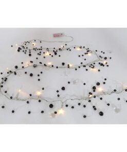 Christmas Concepts® Beaded Light Garland With Black Beads - 2 Metre Length - 20 Warm White LED Lights - Home Or Christmas Lights