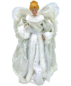 Christmas Concepts® 12 Inch Beautiful Tree Top Angel Dressed In Silver With Feather Wings
