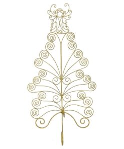 Christmas Concepts® 79cm Gold Tree Standing Metal Christmas Card Holder With Angel On Top - Holds 20 Cards