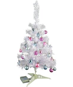 Christmas Concepts® 2ft Luxury Pre Decorated Christmas Tree Kit - Ice Blue & Baby Pink Chic & Stylish Design - Complete With Baubles & Christmas Lights