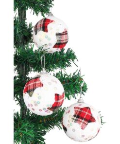 Alternative view of Christmas Concepts® Pack Of 6-7cm White Tartan Star Baubles Christmas Decorations