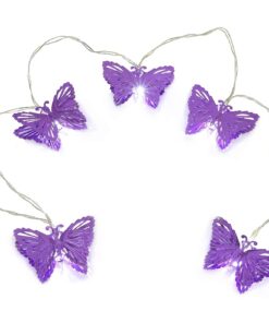 Alternative view of Christmas Concepts® 10 White Battery Operated LED Lights with Shades - Christmas String Lights - Party Lights - Decorative Lighting (Purple Butterfly Shade)