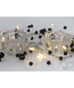 Alternative view of Christmas Concepts® Beaded Light Garland With Black Beads - 2 Metre Length - 20 Warm White LED Lights - Home Or Christmas Lights
