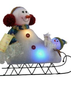 Christmas Concepts® 32cm Snowman on Sleigh Christmas Decorations with Cololur Changing LED Lights