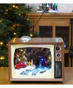 Alternative view of Christmas Concepts® LED Light Up & Musical Battery Operated Christmas Scene Inside Retro Television - 24cm / 9.5"