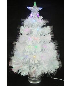 Christmas Concepts® 2ft (60cm) White Iridescent PVC Fibre Optic Christmas Tree With Colour Changing LED Lights
