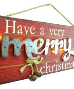 Alternative view of Christmas Concepts® 18cm (7") Warm White LED Light Up Wooden Hanging Merry Christmas Plaque - Traditional Christmas Decorations