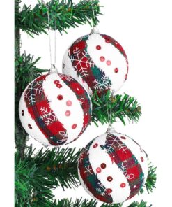 Alternative view of Christmas Concepts® Pack Of 6 Tartan Design Christmas Baubles Christmas Decorations (Snowflake)
