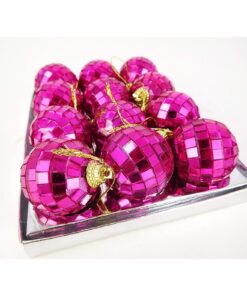 Alternative view of Christmas Concepts® Pack Of 12-40mm Mirror Disco Baubles - Christmas Tree Decorations (Pink)