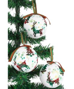 Alternative view of Christmas Concepts® Pack Of 6 Tartan Design Christmas Baubles Christmas Decorations (Tree & Reindeer)