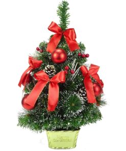 Christmas Concepts® 60cm Decorated Frosted Tree With Pine Cones & Red Decorations