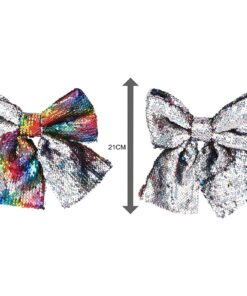 Alternative view of Christmas Concepts® 21cm Reversible Sequin Bow Accessories (Rainbow & Silver)