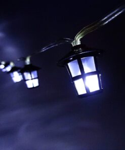 10 White Battery Operated LED Lights with Shades On 2.3M Cable - Christmas Lights - Party Lights (Traditional Lanterns)