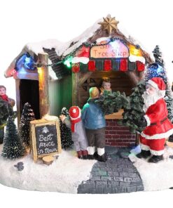 Christmas Concepts® LED Light Up Christmas Village Scene - 8" / 20cm Santa's Tree Shop