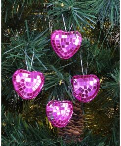 Alternative view of Christmas Concepts® Pack of 4-40mm Heart Mirror Baubles - Pink - Christmas Tree Decorations
