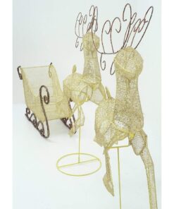 Alternative view of Christmas Concepts® 84cm (33") Bronze & Gold Glitter Reindeers with Santa's Sleigh Luxury Christmas Decorations - Indoor/Outdoor Garden Christmas Decorations