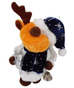 Christmas Concepts® 4" Angela's Sparkle Fabric Hanging Reindeer Christmas Tree Decoration - Reindeer With Blue Hat - Cute Christmas Decorations