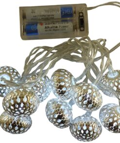 Christmas Concepts® 10 White LED Metal Silver Ball Shaped Lights - Christmas Lights - Everyday Lights