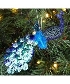Christmas Concepts® 20cm Peacock Decoration With Jewelled Tail Christmas Tree Decorations (Midnight Blue Sequins, Pack of 1)
