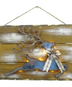 Christmas Concepts® 30cm (12") Light Up Wooden Reindeer Sign - Christmas Decorations - Light Up Christmas Plaques