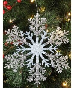 Christmas Concepts® 21cm 8" Large Glitter Decorated Snowflake Decoration - Christmas Baubles (Ice Blue, Pack of 1)