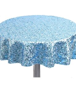 Christmas Concepts® Baby Blue Sequin Round Table Cloth - 36 Inches - Baby Showers, Christenings, 1st Birthday Parties - Boys Party Decorations
