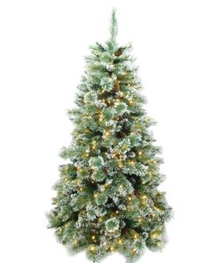 6 Foot / 72 Inch Prelit Frosted Green Mix Pine Christmas Tree with 400 Static Warm White LED Lights