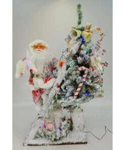 Alternative view of Christmas Concepts® 40" / 100cm Pre Lit Flocked Christmas Tree With Santa Figure Decorating Tree - Multi LED Lights