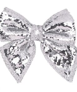 Christmas Concepts® 21cm Silver Sequin Bow Accessories - Luxury Christmas Accessories