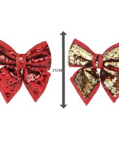 Alternative view of Christmas Concepts® 21cm Reversible Sequin Bow Accessories (Red & Gold)