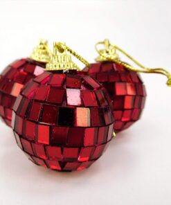 Christmas Concepts® Pack of 12-40mm Mirror Disco Baubles - Christmas Tree Decorations (Red)