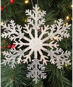 Christmas Concepts® 21cm 8" Large Glitter Decorated Snowflake Decoration - Christmas Baubles (Rose Gold, Pack of 4)