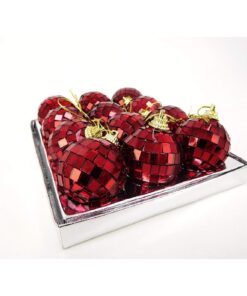 Alternative view of Christmas Concepts® Pack of 12-40mm Mirror Disco Baubles - Christmas Tree Decorations (Red)