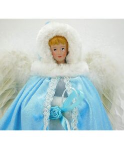 Alternative view of Christmas Concepts® 12 Inch Beautiful Snow Queen Tree Top Angel With Velvet Feel Ice Blue Cape, White Dress & Silver Wings