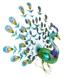 Christmas Concepts® 81cm (32'') Colourful Metal Standing Peacock With Open Jewel Tail Feathers - Indoor/Outdoor Garden Decoration