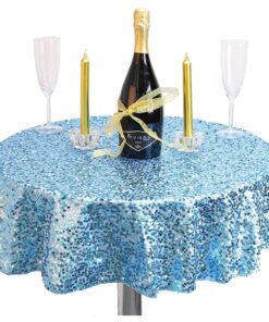 Alternative view of Christmas Concepts® Baby Blue Sequin Round Table Cloth - 36 Inches - Baby Showers, Christenings, 1st Birthday Parties - Boys Party Decorations