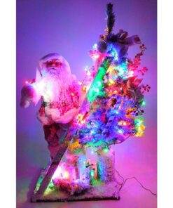Christmas Concepts® 40" / 100cm Pre Lit Flocked Christmas Tree With Santa Figure Decorating Tree - Multi LED Lights