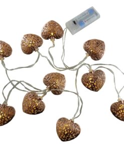 Christmas Concepts® 10 Warm White LED Metal Mocha Heart Shaped Lights - Christmas Lights - Everyday Lights