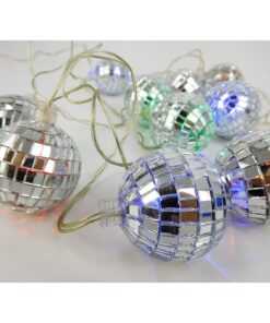 Christmas Concepts® 10 Multi Colour LED Disco Mirror Ball Lights - 2 Metre Length - Mains Operated - Party Lights - Retro Decoration.