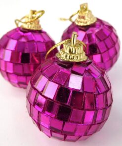 Christmas Concepts® Pack Of 12-40mm Mirror Disco Baubles - Christmas Tree Decorations (Pink)