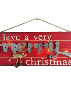 Christmas Concepts® 18cm (7") Warm White LED Light Up Wooden Hanging Merry Christmas Plaque - Traditional Christmas Decorations